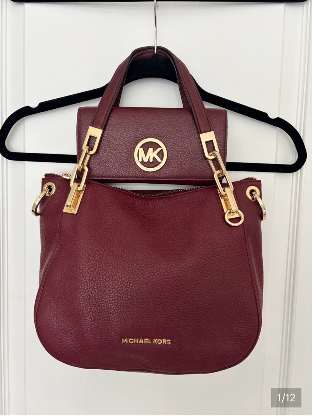 👜 MICHAEL KORS Brooke Medium Pebbled Leather Shoulder Tote Bag W/Matching Wallet